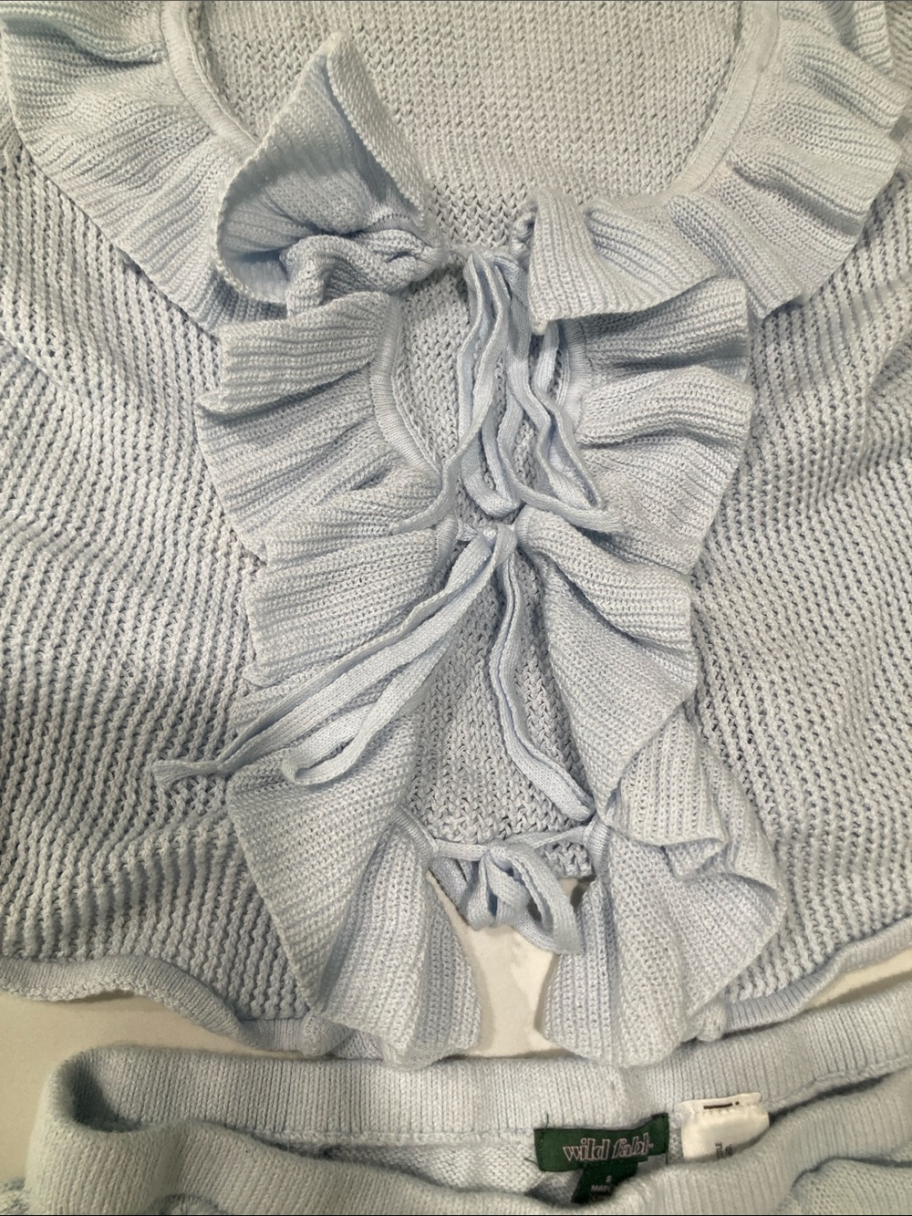 wild fable Light Blue Ruffle Knit Top & Shorts Set - Picture 4 of 5